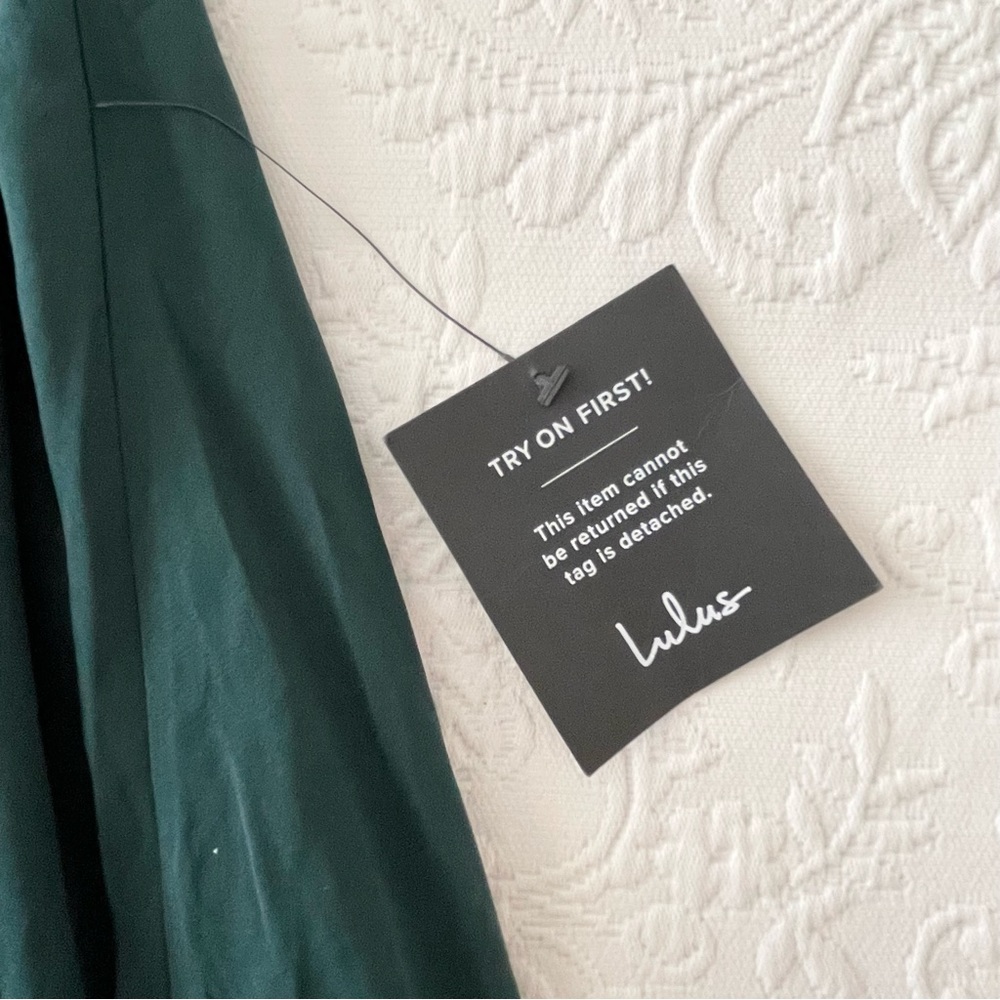 NWT Lulus Rise to the Occasion Emerald Green Midi Wrap Dress Large - Picture 6 of 8
